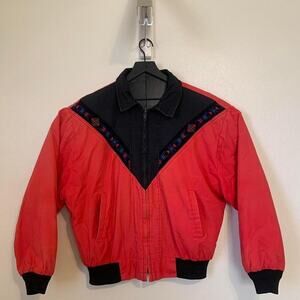 Vintage 90s Santa Fe Trail Western Red and Black Jacket blanket lined
